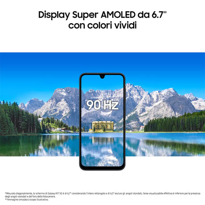 Samsung Galaxy A17 5G, Android 15, Display sAMOLED 6.7", 8GB RAM, 256GB, Batteria 5.000 mAh, Resistenza IP54, Memoria