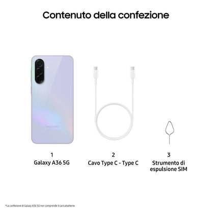 Samsung Galaxy A36 5G, Smartphone con Funzioni intelligenti, Display Super AMOLED 6.7”, 6GB RAM, 128GB, Camera 50MP, Batteria