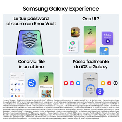 Samsung Galaxy A56 5G, Smartphone con Funzioni intelligenti, Display Super AMOLED 6.7”, 8GB RAM, 256GB, Camera 50MP, Batteria