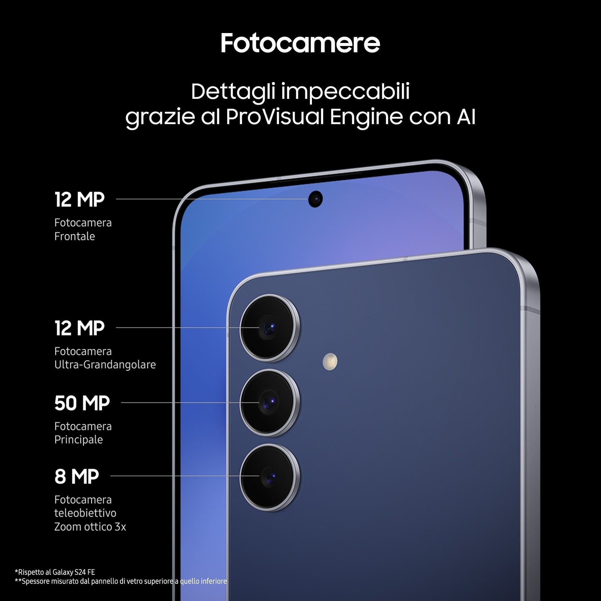 Samsung Galaxy S25 FE, Smartphone AI, Display Dynamic AMOLED 2X 6.7'', Fotocamera 50MP, 8GB RAM, 256GB, Batteria 4.900 mAh,