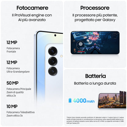 Samsung Galaxy S25 Smartphone AI, Display 6.2'' FHD+ Dynamic AMOLED 2X, Fotocamera 50MP, RAM 12GB, 128GB, 4.000 mAh, Silver