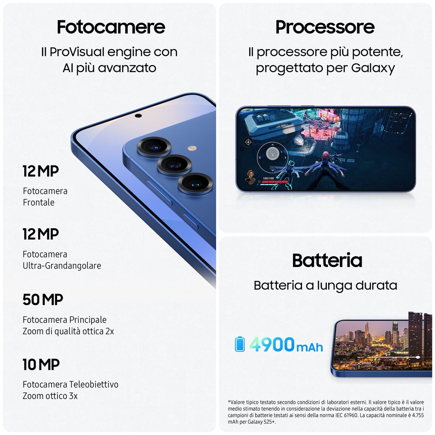 Samsung Galaxy S25+ Smartphone AI, Display 6.7'' QHD+ Dynamic AMOLED 2X, Fotocamera 50MP, RAM 12GB, 512GB, 4.900 mAh, Navy