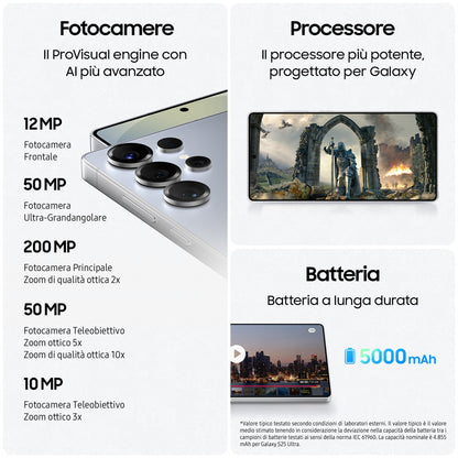 Samsung Galaxy S25 Ultra Smartphone AI, Display 6.9'' QHD+ Dynamic AMOLED 2X, Fotocamera 200MP, RAM 12GB, 1TB, 5.000 mAh,