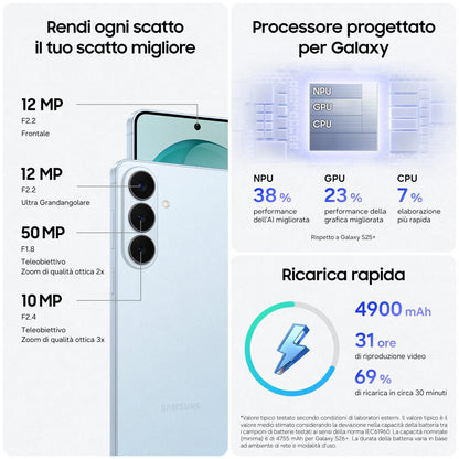 Samsung Galaxy S26+ Smartphone AI, 256GB, Processore avanzato, Assistente Foto, Creative Studio, Camera 50 MP, 4900 mAh, Cobalt