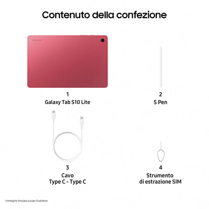 Samsung Galaxy Tab S10 Lite, Tablet Android, WiFi, 6GB RAM, 128GB, 10.9" Dispaly LCD, S Pen, Coral Red