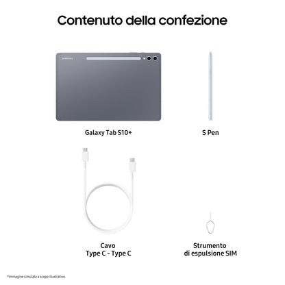 Samsung Galaxy Tab S10+, Tablet AI, Display 12.4" Dynamic AMOLED 2X, Wi-Fi, RAM 12GB, 512GB, 10.090 mAh, Android 14, IP68,