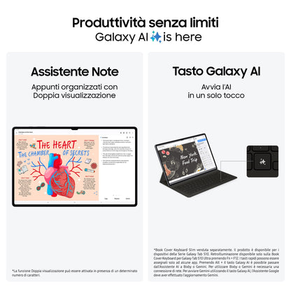 Samsung Galaxy Tab S10 Ultra, Tablet AI, Display 14.6" Dynamic AMOLED 2X, Wi-Fi, RAM 12GB, 256GB, 11.200 mAh, Android 14, IP68,
