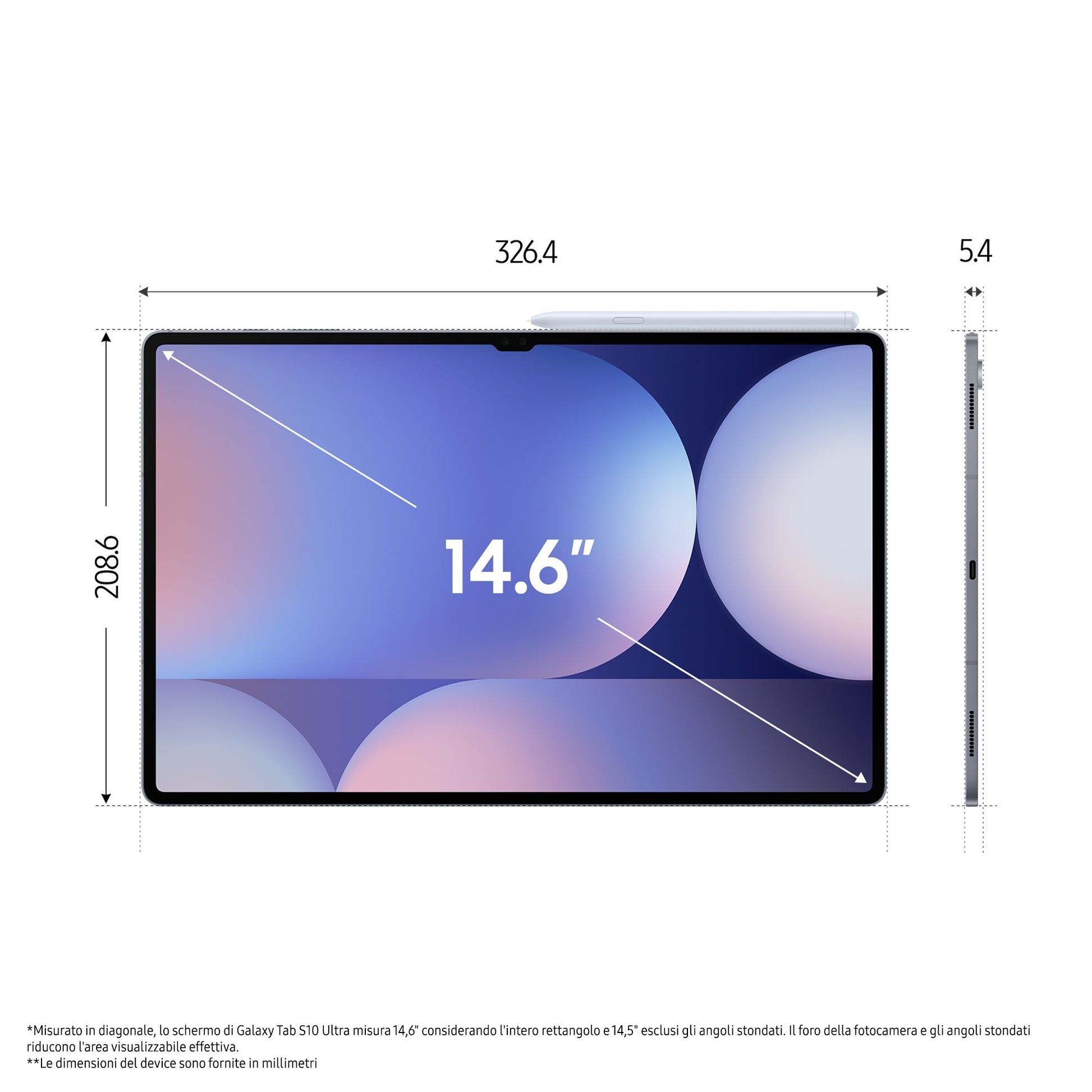 Samsung Galaxy Tab S10 Ultra, Tablet AI, Display 14.6" Dynamic AMOLED 2X, Wi-Fi, RAM 12GB, 512GB, 11.200 mAh, Android 14, IP68,