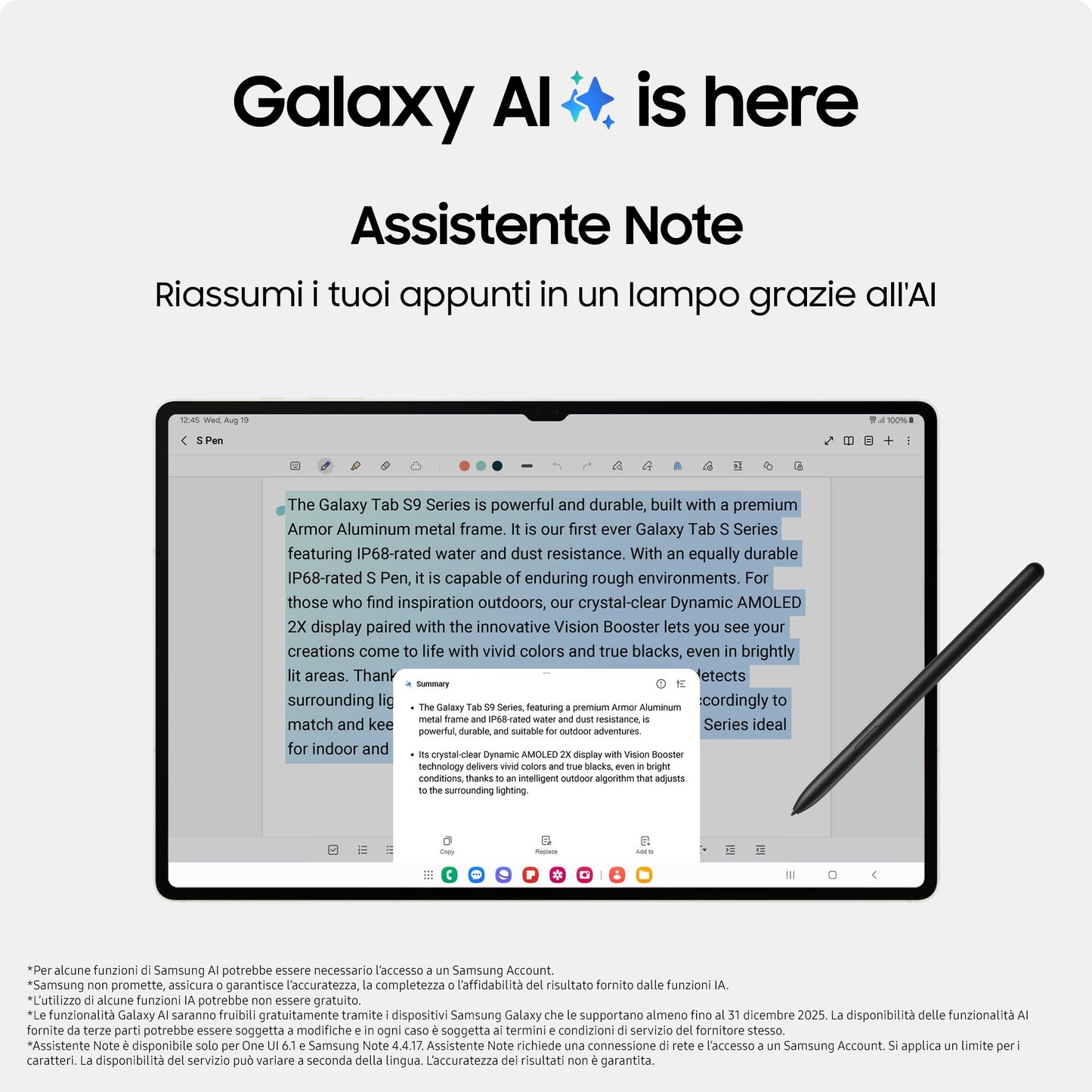 Samsung Galaxy Tab S9 Tablet AI Android 11 Pollici Dynamic AMOLED 2X 5G RAM 12 GB 256 GB Tablet Android 13 Graphite