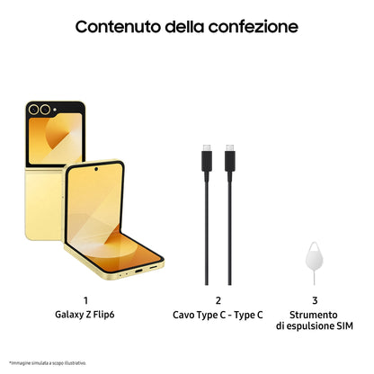 Samsung Galaxy Z Flip6 Smartphone AI, 512GB, RAM 12GB, Display 3,4" SAMOLED/6,7" Dynamic AMOLED 2X, Yellow