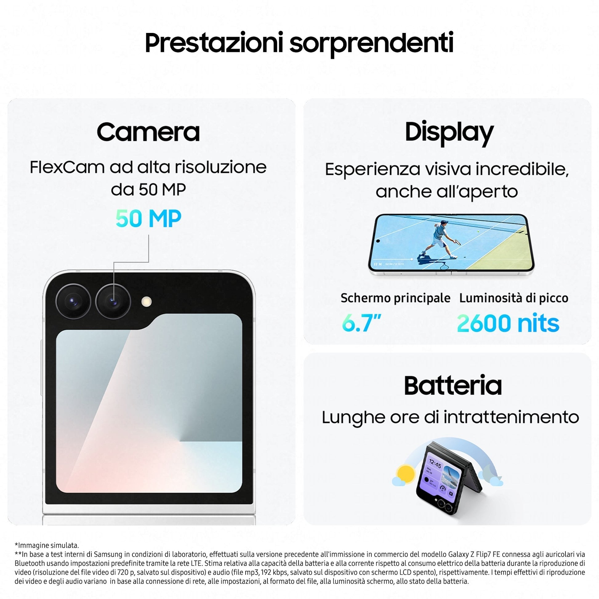 Samsung Galaxy Z Flip7 FE Smartphone AI, RAM 8GB, 128GB, Display 3,4" Super AMOLED/6,7" Dynamic AMOLED 2X, Fotocamera 50MP,