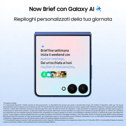 Samsung Galaxy Z Flip7 Smartphone AI, RAM 12GB, 256GB, Display 4,1" Super AMOLED/6,9" Dynamic AMOLED 2X, Fotocamera 50MP, Blue