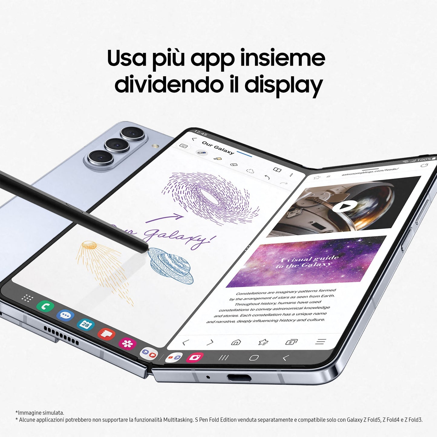 Samsung Galaxy Z Fold5 Smartphone AI RAM 12GB Display 6,2"/7,6" Dynamic AMOLED 2X Icy Blue 256GB