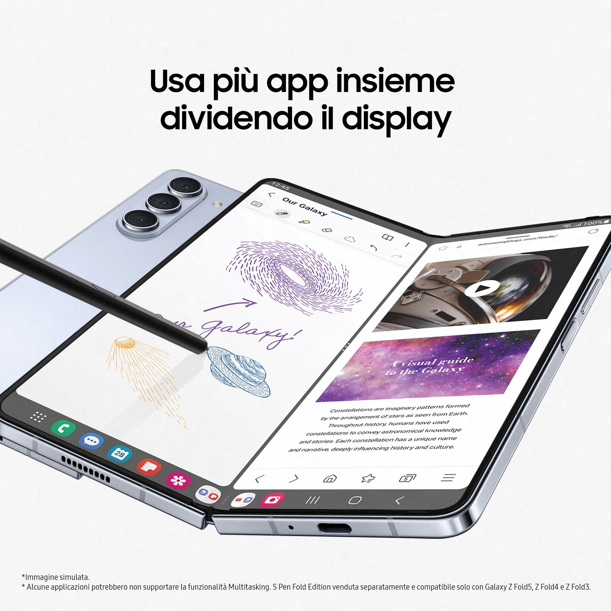 Samsung Galaxy Z Fold5 Smartphone AI RAM 12GB Display 6,2"/7,6" Dynamic AMOLED 2X Icy Blue 256GB