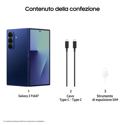 Samsung Galaxy Z Fold7 Smartphone AI, RAM 12GB, 256GB, Display 6,5"/8", Camera 200MP, Batteria a lunga durata, Blue Shadow