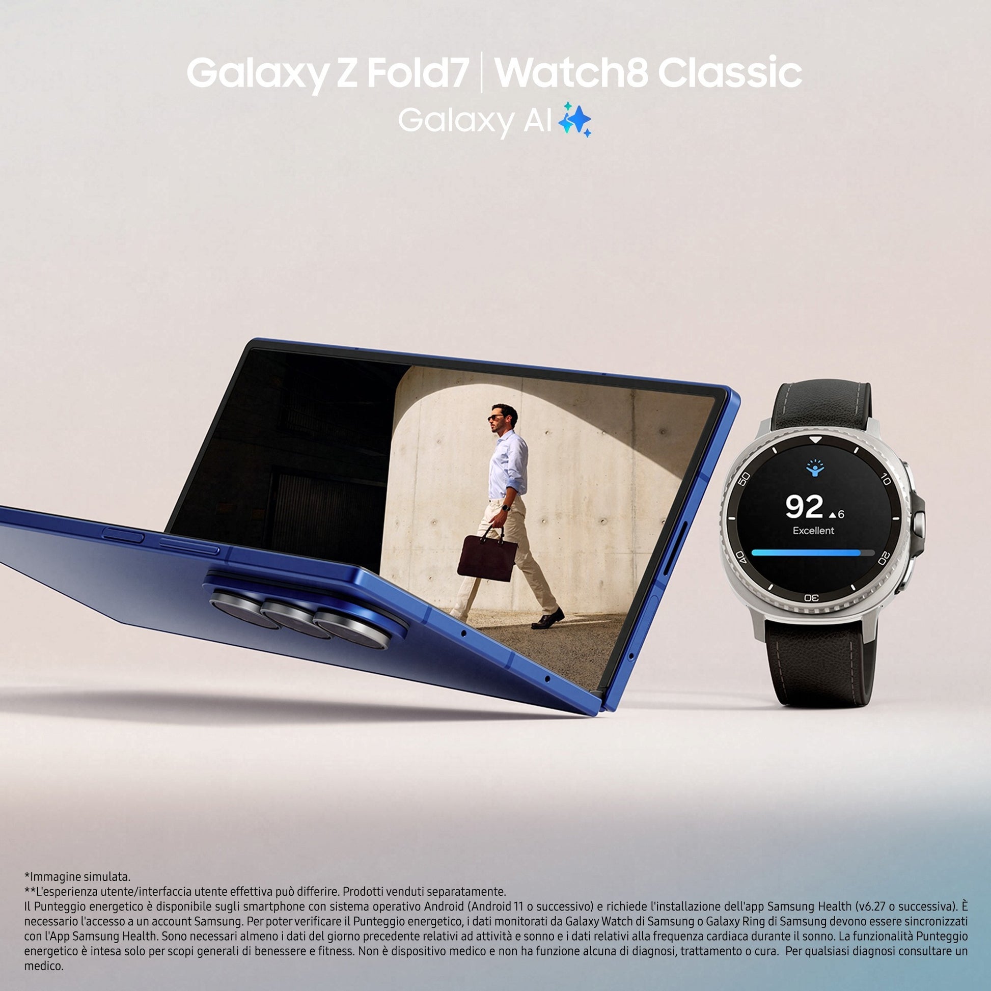 Samsung Galaxy Z Fold7 Smartphone AI, RAM 12GB, 256GB, Display 6,5"/8", Camera 200MP, Batteria a lunga durata, Blue Shadow