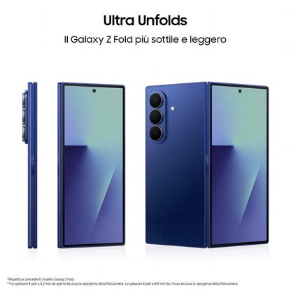 Samsung Galaxy Z Fold7 Smartphone AI, RAM 12GB, 256GB, Display 6,5"/8", Camera 200MP, Batteria a lunga durata, Blue Shadow