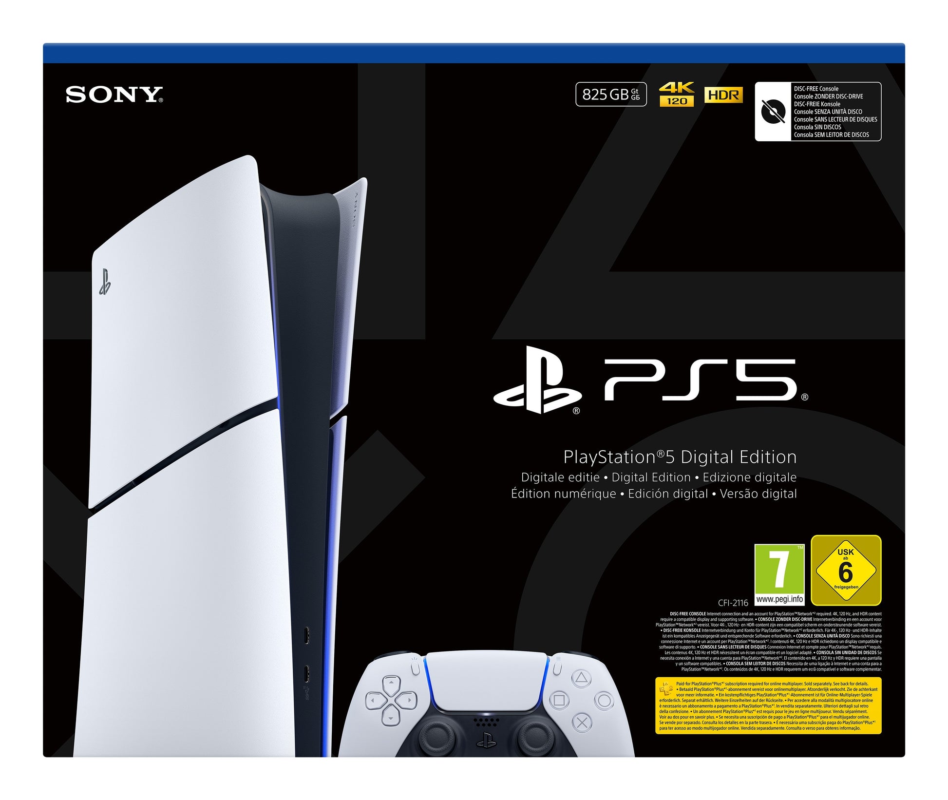 Sony PlayStation 5 Digital E Chassis (Slim) 825 GB Wi-Fi Nero, Bianco
