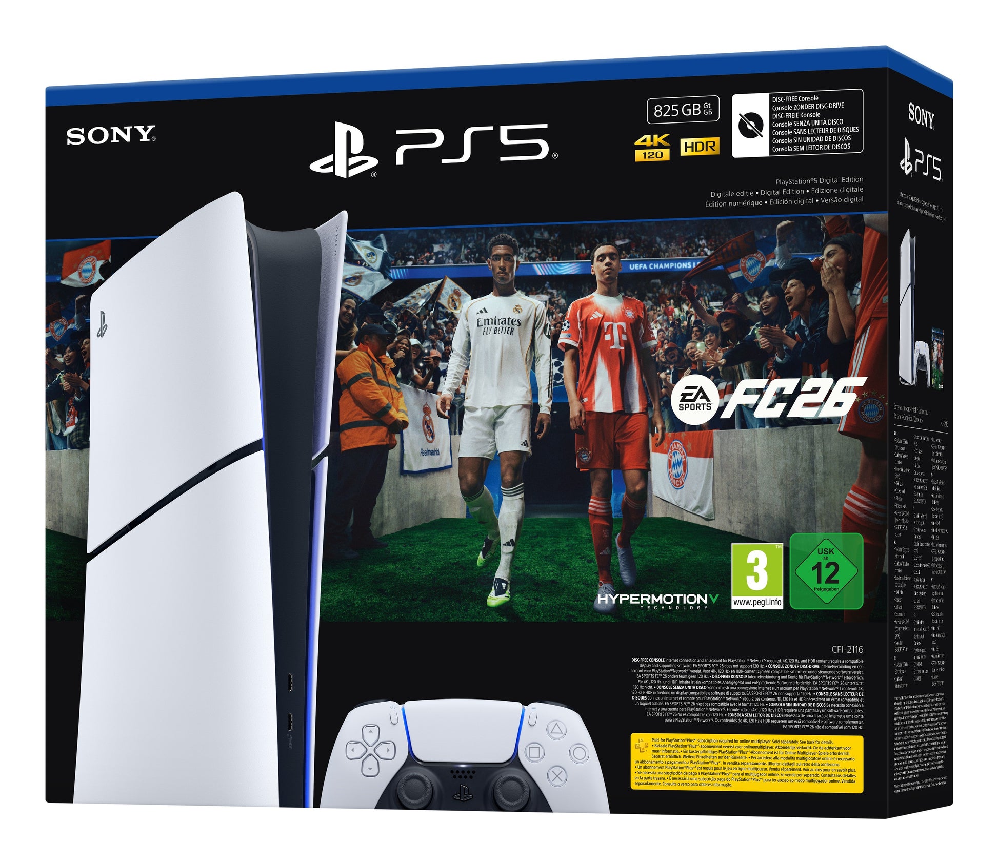 Sony PlayStation 5 Digital + EA Sports FC 26 Bundle 825 GB Wi-Fi Nero, Bianco