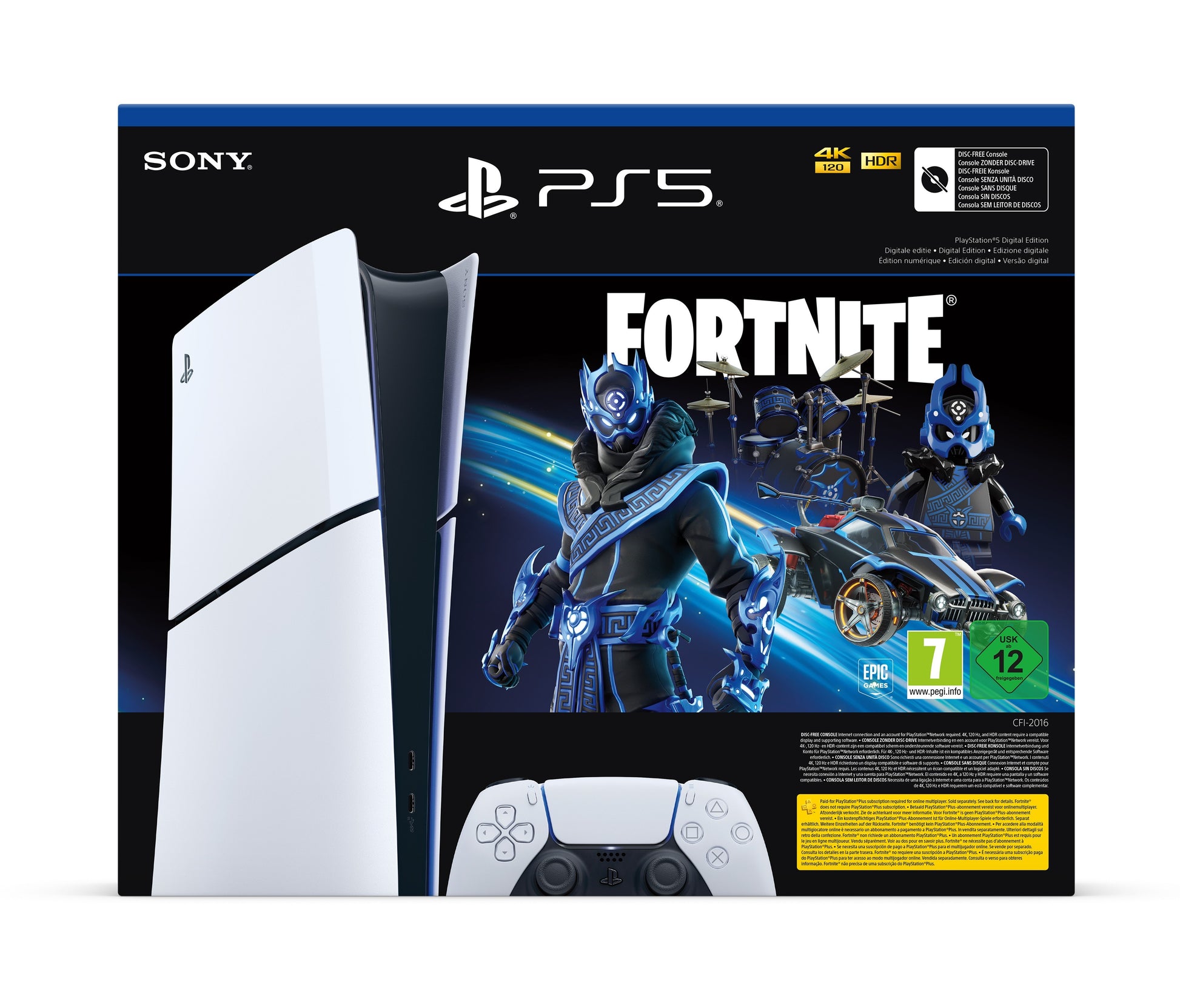 Sony Playstation 5 Digital Edition Fortnite 1 TB Wi-Fi Nero, Bianco