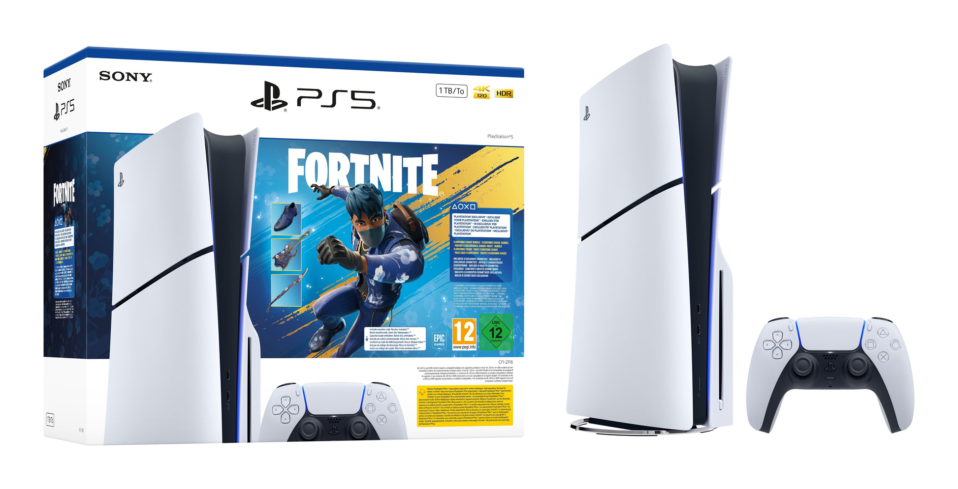 Sony PlayStation 5 - Fortnite Flowering Chaos Bundle 1 TB Wi-Fi Nero, Bianco