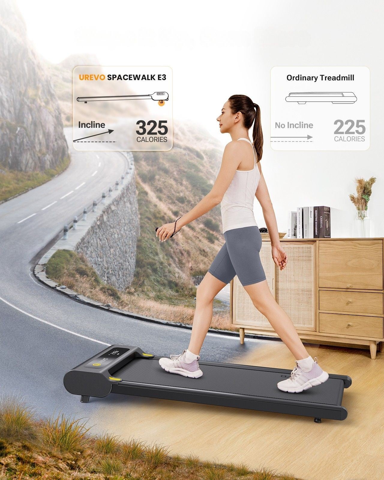 Urevo URTM028 tapis roulant 1024 x 400 mm 6 km/h