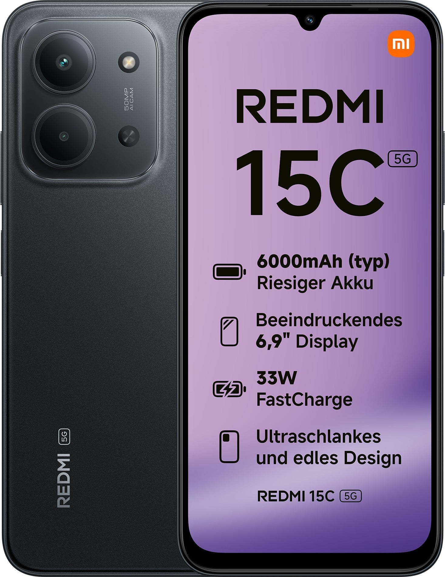 Xiaomi Redmi 15C 17,5 cm (6.9") 5G USB tipo-C 4 GB 128 GB 6000 mAh Nero