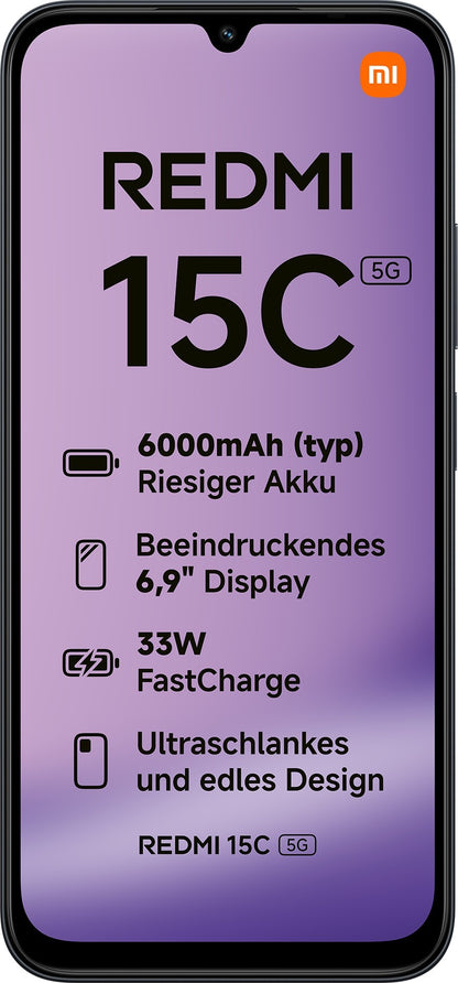 Xiaomi Redmi 15C 17,5 cm (6.9") 5G USB tipo-C 4 GB 128 GB 6000 mAh Nero