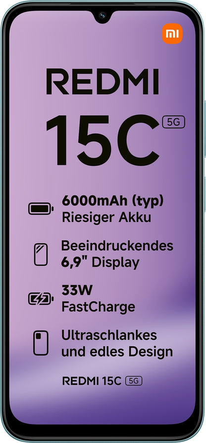 Xiaomi Redmi 15C 17,5 cm (6.9") 5G USB tipo-C 4 GB 128 GB 6000 mAh Verde
